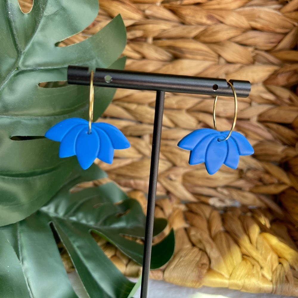 Handmade polymer clay floral-type dangly earrings